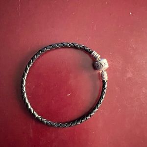 Pandora black leather bracelet